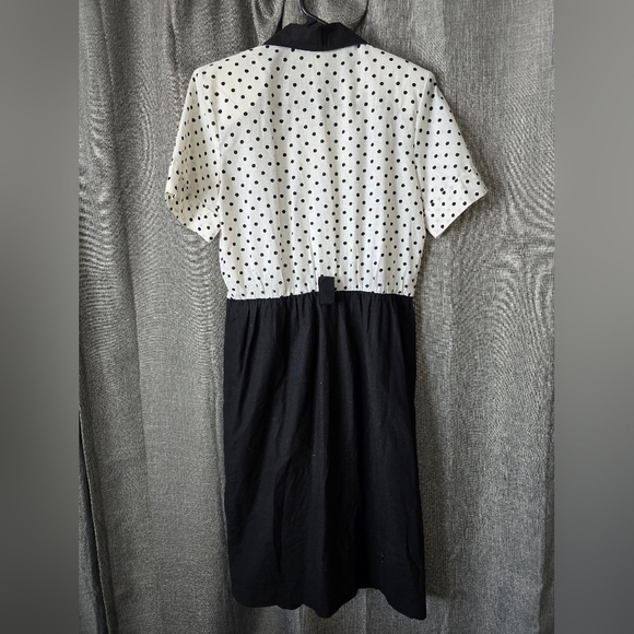 Peri Petites Vtg 80s Polka Dot Button Down Pencil Dress Size 8 Pinup Housewife - Picture 3 of 5